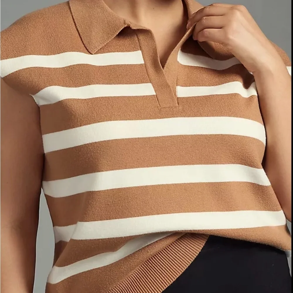 Maeve Stripe Collared Sleeveless Sweater Vest Medium - Picture 12 of 12